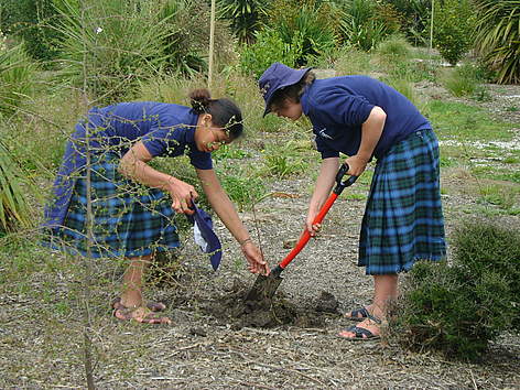 Betty and Aroha work together in Salisbury School's Native Garden, which has proved a wondered ...
© Daniel Haynes rel=